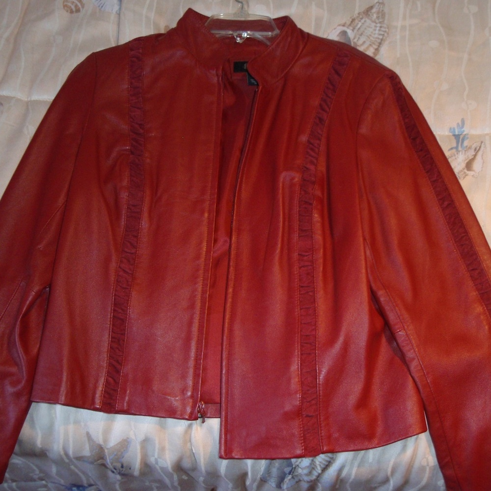 Burgundy leather lined
